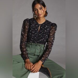 NWOT Anthropologie Let Me Be Ruched Floral Blouse